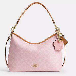 NWT! COACH Laurel Shoulder Bag In Signature Canvas（CEL12) Powder Pink